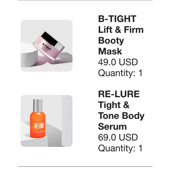 New Sealed in Box Maëlys Cosmetics B-TIGHT Booty Mask and RE-LURE Body Serum Set - Picture 1 of 15